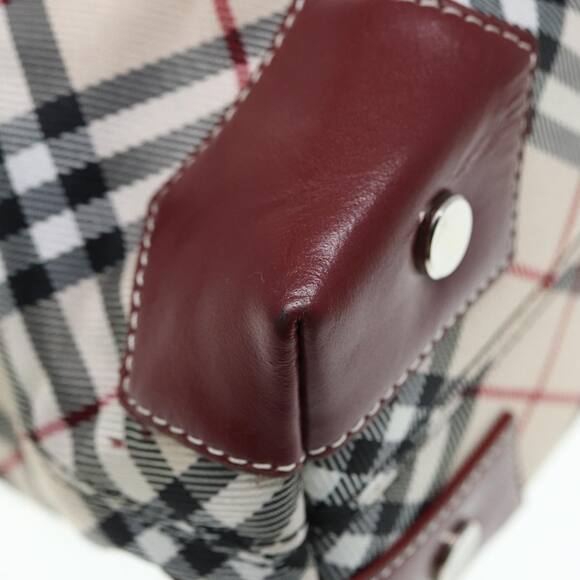 Burberry Nova Check Blue Label Hand Bag Nylon Beige Red - Picture 15 of 16